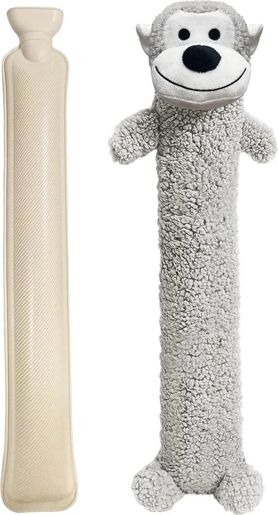 Bouillotte Longue 80cm Chien avec Housse Douillette Amovible Lavable