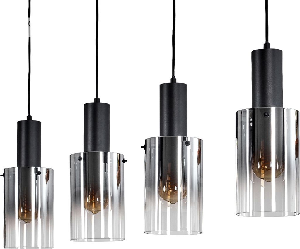 Lacecetto Hängelampe aus Metall/Glas in Schwarz/Rauchfarben/Klar