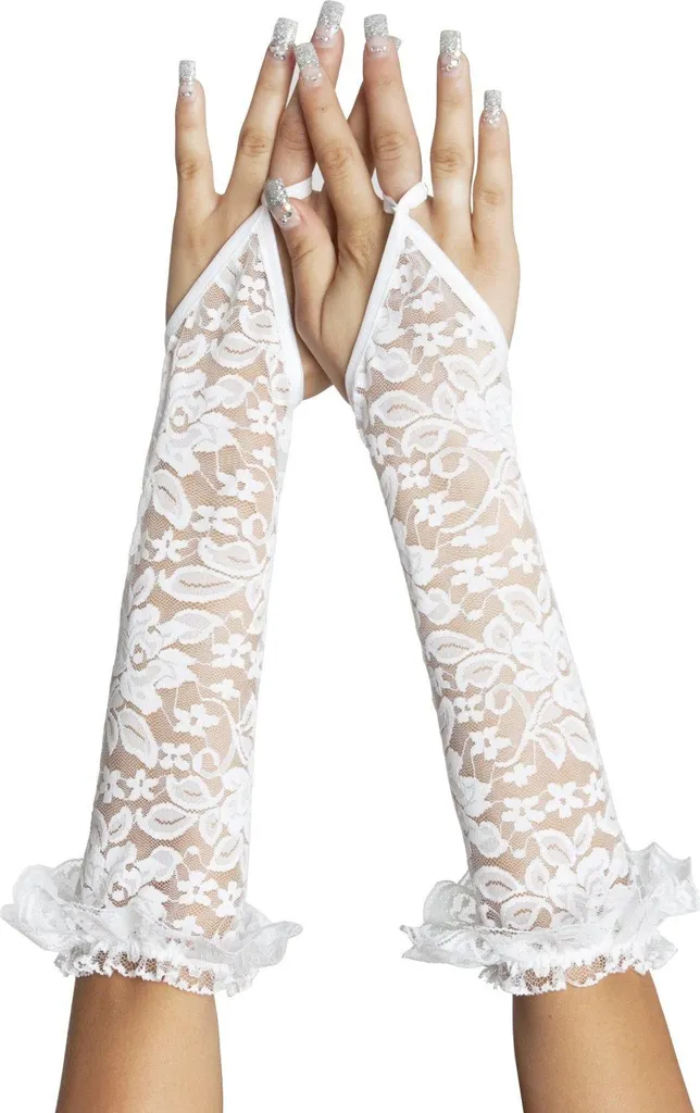 Guanti eleganti in pizzo lungo SoftLine - Bianco