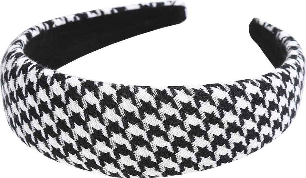Breiter Haarreif aus Jacquard mit Hahnentritt groß – trendig