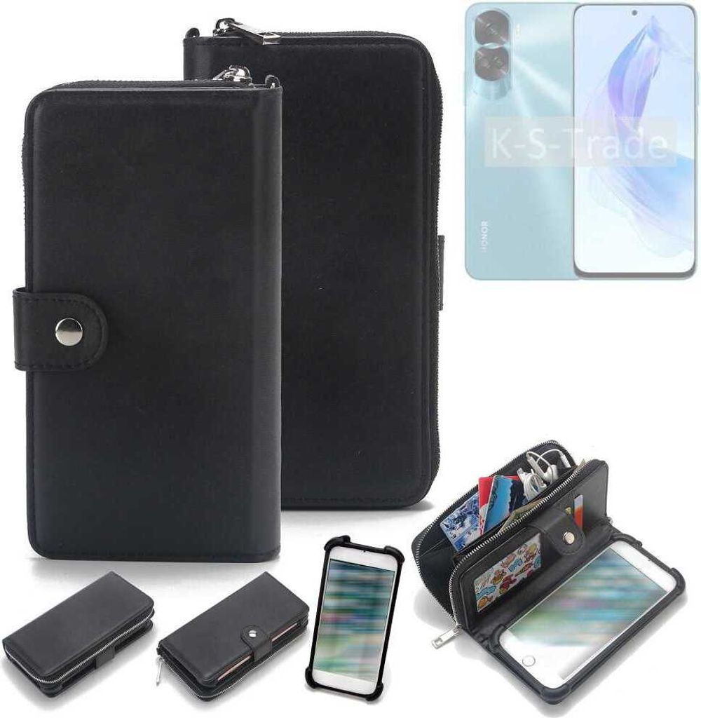 K-S-Trade 2in1 Handyhülle Schutzhülle kompatibel mit Honor 90 Lite & Portemonnee Cover Handy Hülle Case Etui Geldbörse Wallet Bookstyle Hülle