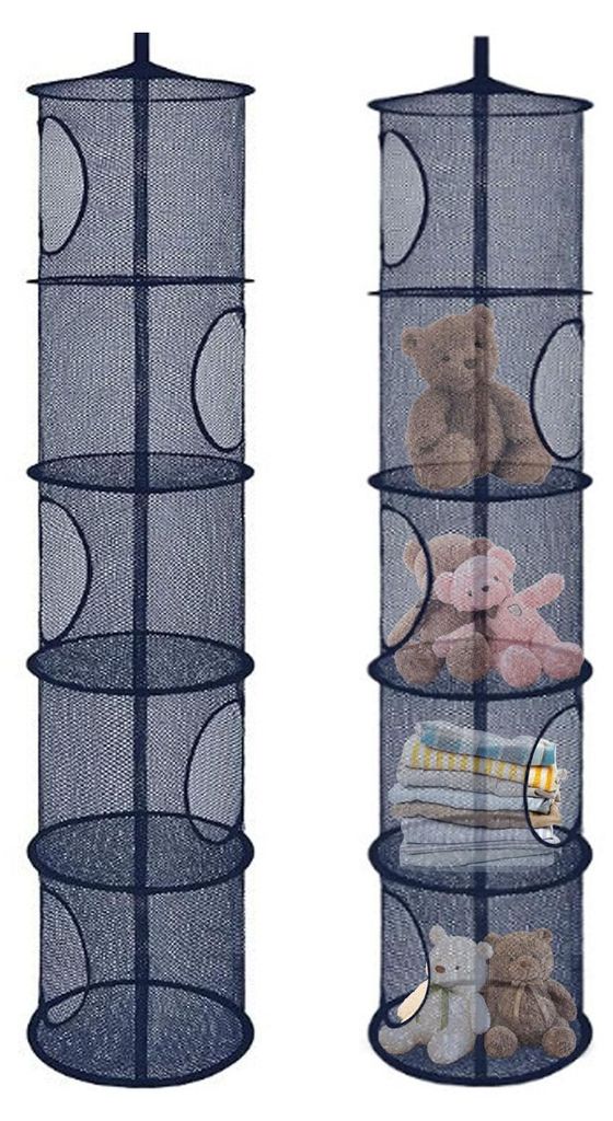 Hängender Aufbewahrungskorb, 2-teiliger faltbarer Hängeorganizer, Hängeregal mit 5 Fächern, Aufbewahrungsbeutel aus Netzgewebe, Aufbewahrungsko...