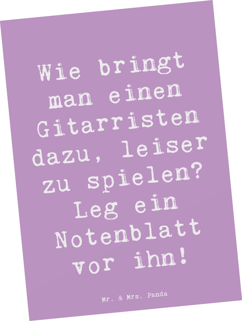 Mr. & Mrs. Panda Postkarte Spruch Gitarren Trick - Lavendeltraum - Geschenk, Musik, Melodie, Grußkarte, Ansichtskarte, Ansichtskarten, Liebe, bild...