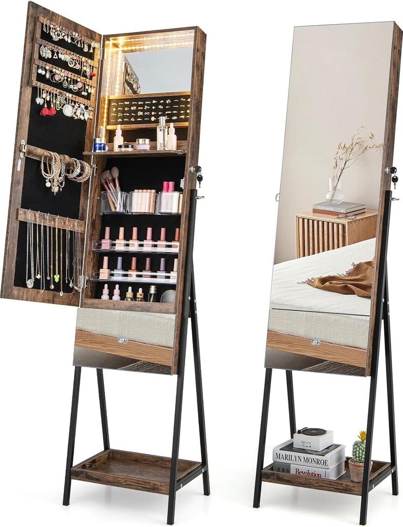 GOPLUS Schmuckschrank mit Ganzkörperspiegel, Spiegelschrank Produktbild 