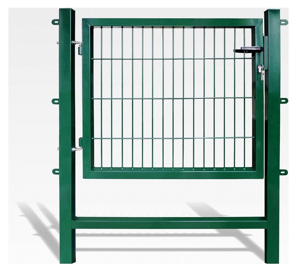 Gartentor Easy, BxH 1000 x 800 mm, grün - Tor für Doppelstabmattenzaun - inklusive Pfosten, Montagematerial und Schloss