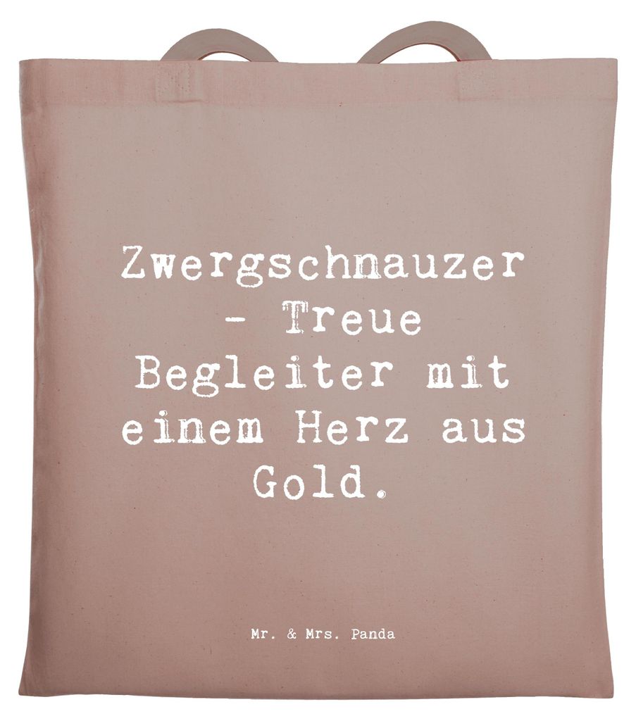 Mr. & Mrs. Panda Tote Bag Spruch Zwergschnauzer Herz - Braun Pastell - Geschenk, Tasche, Baumwolltasche, Begleithund, Büchertasche, mutiges Wesen,...