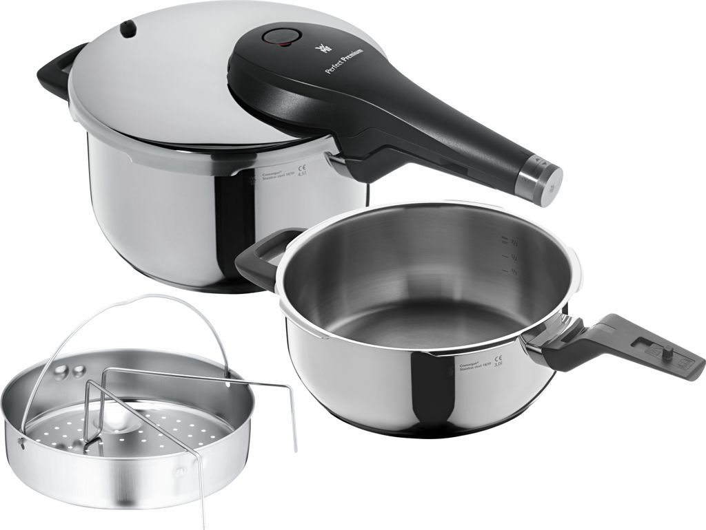 WMF Perfect Premium One Pot Schnellkochtopf-Set mit Dampfgareinsatz, 22 cm, 4,5 und 3,0 Liter