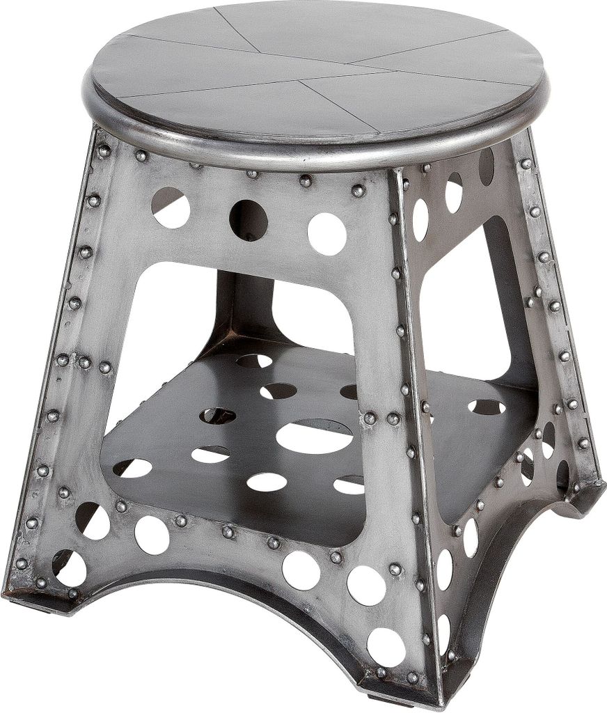 Gilde Hocker "Aviation" Metall silberfarben 68813 Produktbild 