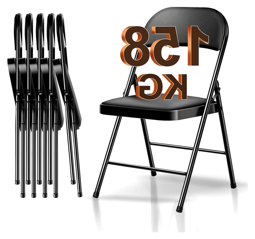 Klappstuhl 6er Set Gartenstuhl Klappbar, Wasserdicht Campingstuhl bis 158 KG Metall Klappsessel, Klappstühle für Gäste, Küche, Camping, Schwarz