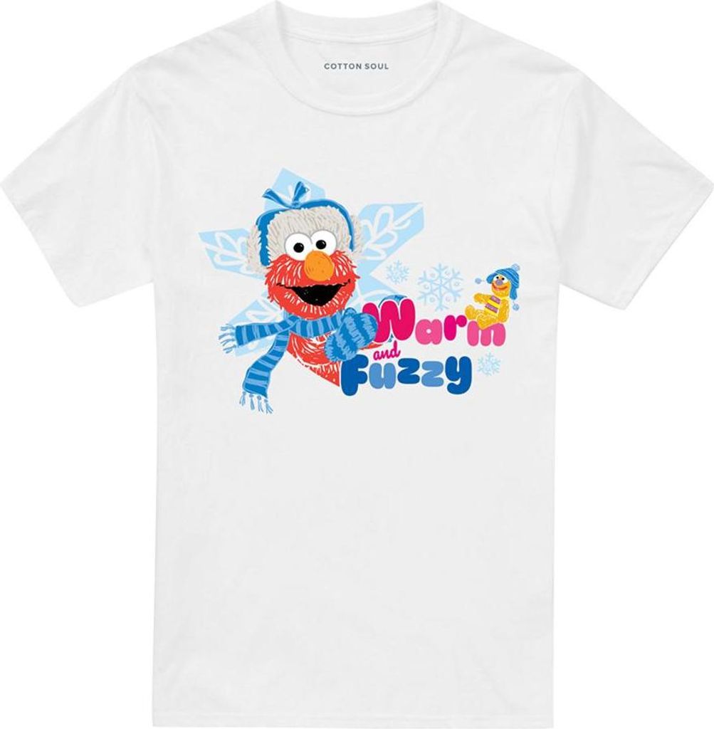 Sesame Street - "Warm And Fuzzy" T-Shirt für Herren/Damen Uni, Weihnachten TV21260 (M) (Weiß)