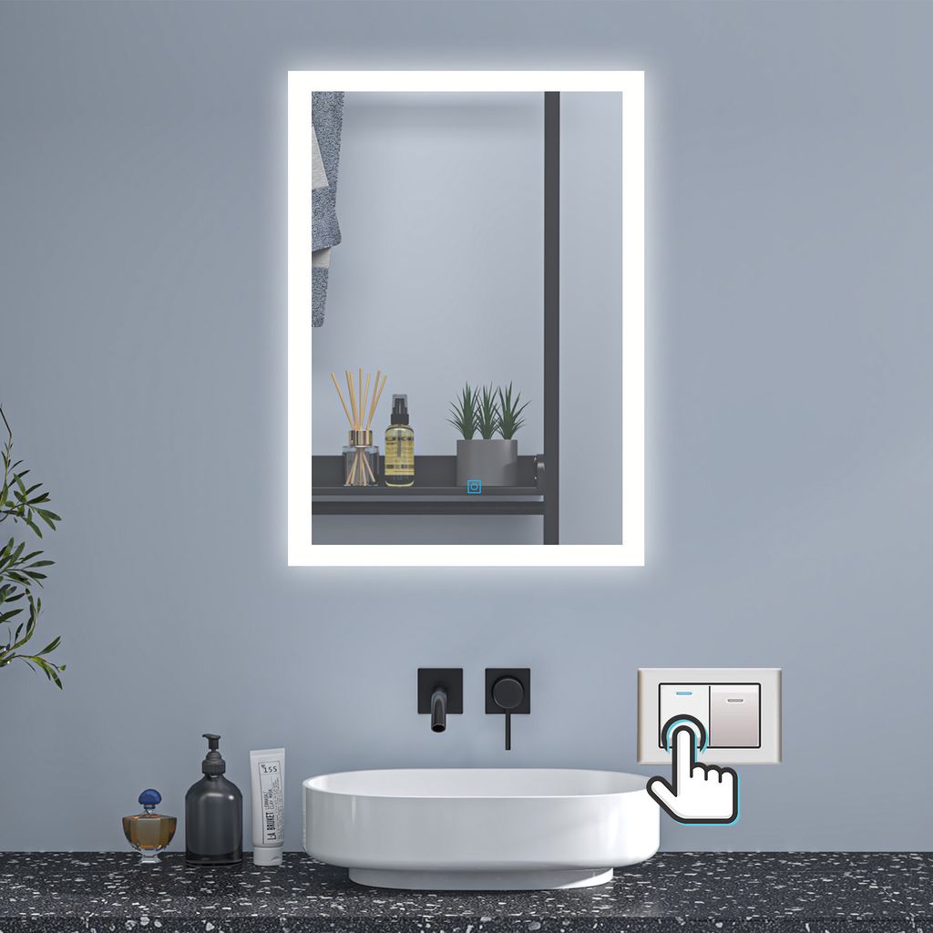 Badspiegel mit Beleuchtung 50×70cm Wandschalter Touch Produktbild 