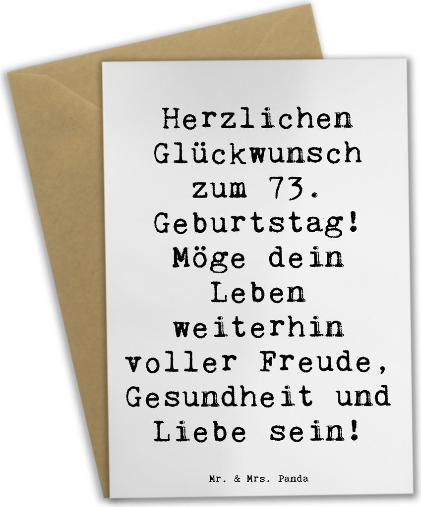 Mr. & Mrs. Panda valentinstagskarte Spruch 73. Geburtstag - Weiß - Geschenk, dankeskarten, hochzeitskarten, einladungskarten, Liebe, Freude, Meile...