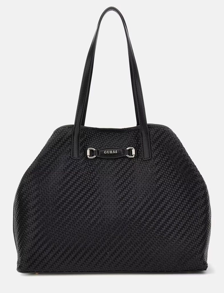 Guess Vikky II Woven Shopper Tasche in Schwarz für Damen – 40 x 31 x 18 CM / Black