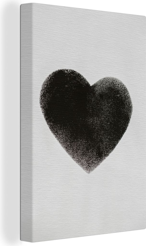 OneMillionCanvasses - Leinwandbilder - 90x140 cm, Herz - Design - Schwarz, Wandbilder Kunstdruck Wanddekoration - Foto auf Leinwand - Gemälde au...