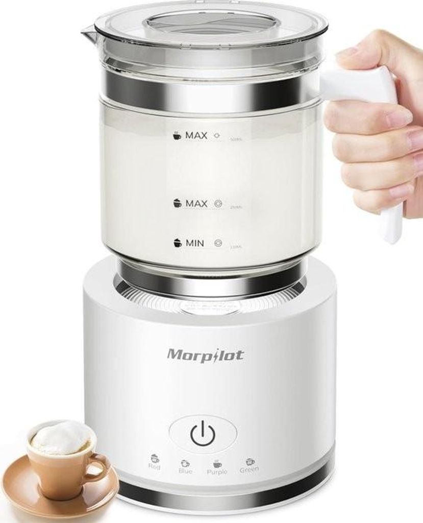 Elektrischer 4-in-1-Milchaufschäumer – für heißen und kalten Milchschaum, 600 W, spülmaschinenfest, 500-ml-Verpackung
