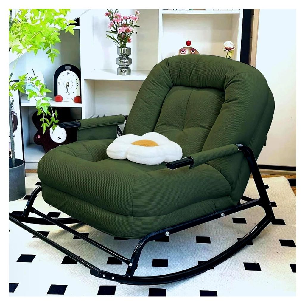 Schaukelstuhl, Moderner Komfortstuhl für das Schlafzimmer, Mit Seitentaschen, Sessel für das Wohnzimmer, Für Erwachsene, Liegestuhl, Moderner Ak...