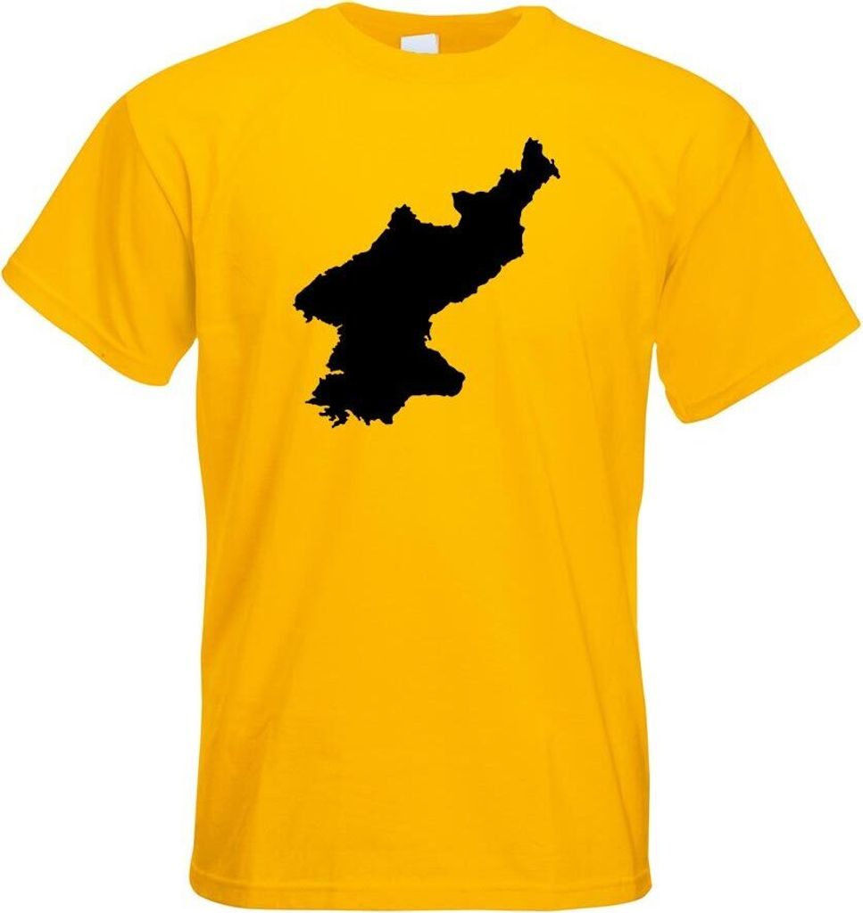 Kiwistar - T-Shirt - gelb - Korea, Nord Umriss Kontur Herren Funshirt Bedruckt Design Sprüche Spruch Motive - mit Motiv Bedruckt - Funshirt Design...