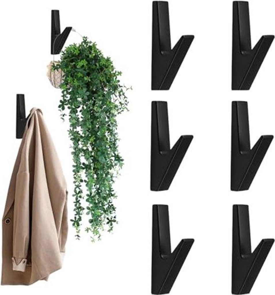 Aluminiumlegering Set mit 6 Haken, schwarz, für Akustik-Panel-Regale, Haken für Akustik-Panel-Regale, Regal-Haken, für Küchen, Badezimmer, Foye...