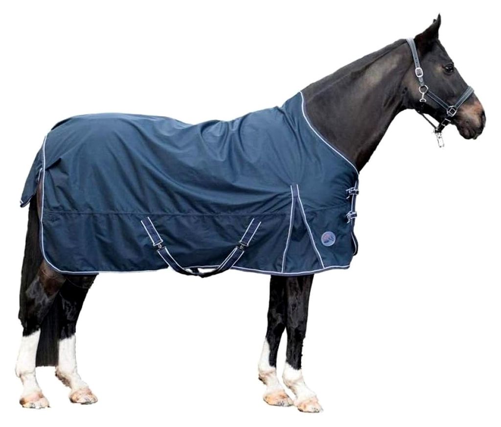 Pferdedecke dunkelblau 145 cm wasserdicht winddicht mit flexiblem Zwickel
