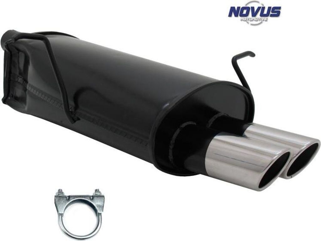 Novus Sportauspuff für BMW E46 2x76mm SR-Design Endschalldämpfer mit ABE