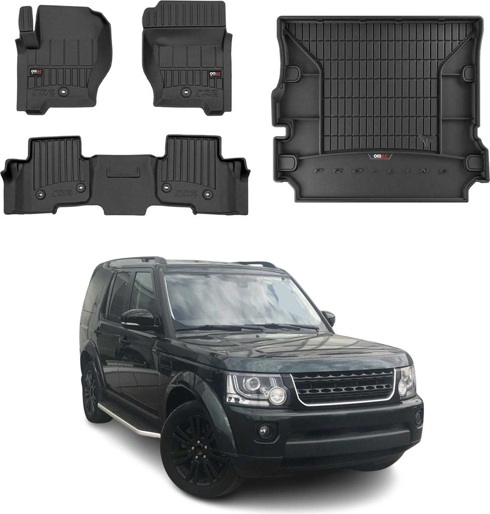 OMAC Fußmatten & Kofferraumwanne Set für Land Rover Discovery 2009-2016 Gummi 4x