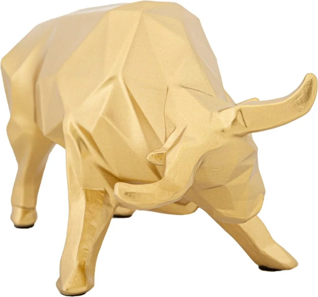 Statuette Taureau Dorée Mauro Ferretti 19cm - Objet de Décoration Moderne