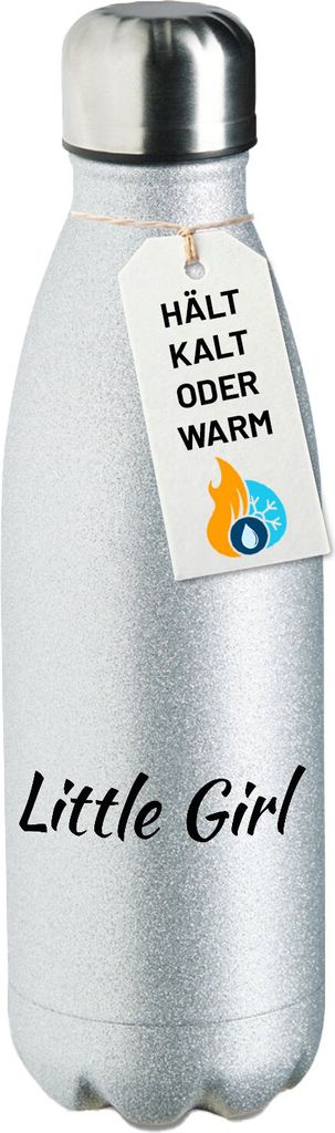 Huuraa Trinkflasche Little Girl Schriftzug 500ml Silver Edelstahl Wasserflasche Trinkflasche Geschenkidee
