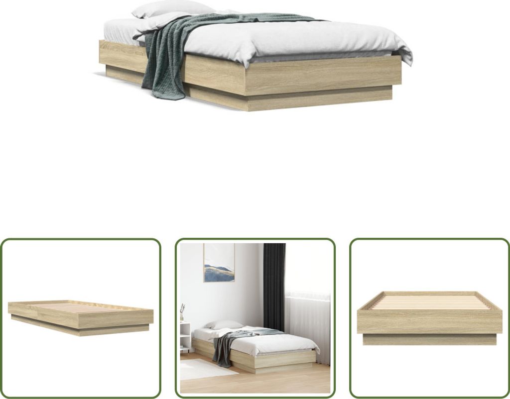 The Living Store Bettgestell Sonoma-Eiche 75x190 cm Holzwerkstoff