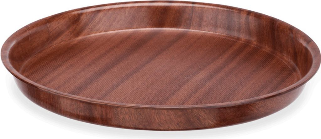 6x Bierglasträger Tablett MDF Holzoptik rund braun Ø 36 cm Tray 90 rutschhemmend