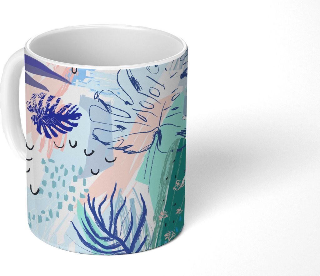 MuchoWow Tasse Kaffeetasse Kaffeebecher 350 ml Sommer - Blätter - Tropisch Teetasse - Fototasse - Becher - Keramikbecher - Teebecher - Kaffeetas...
