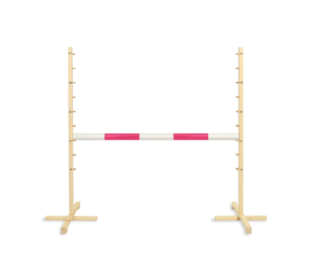 Obstacle Hobby Horse 120 cm rose pour enfant et chien ajustable en hauteur