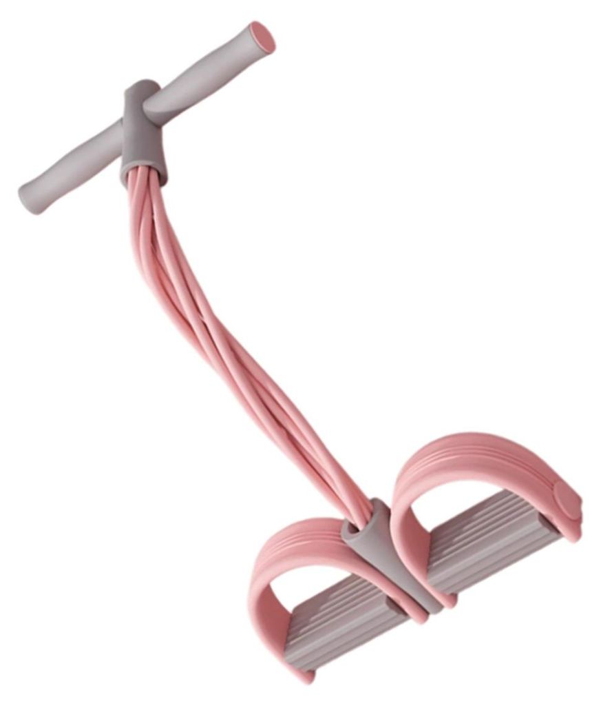 INF 6-Rohr Fußpedal-Widerstandsband EVA+TPE 38cmx23cm Bauchtrainer Zuhause Rosa+Grau