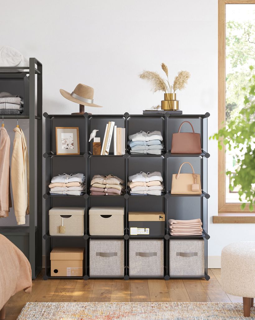 SONGMICS Regalsystem, Schuhregal, 15 Würfel, DIY Würfelregal, stapelbar