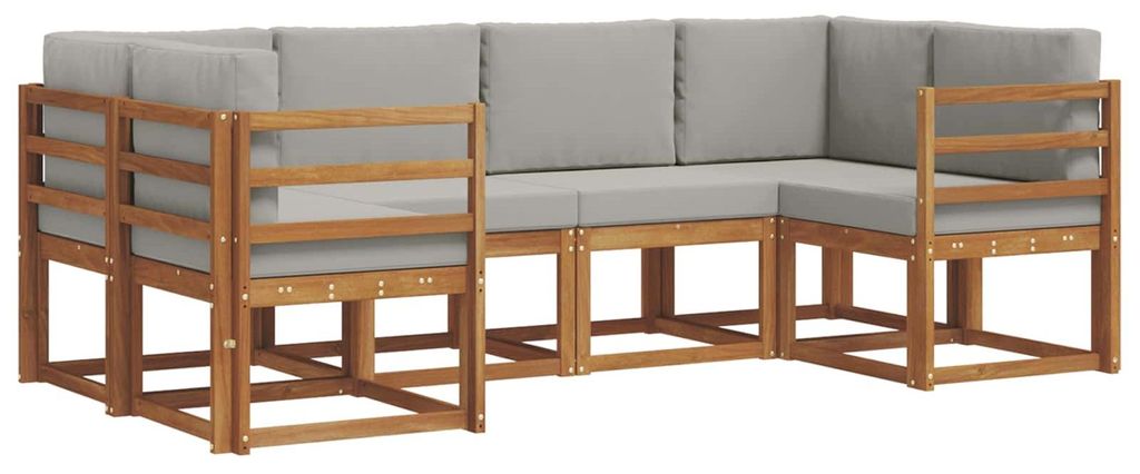 vidaXL Outdoor-Sofagarnitur mit Kissen 6 pcs Natürlich und Hellgrau