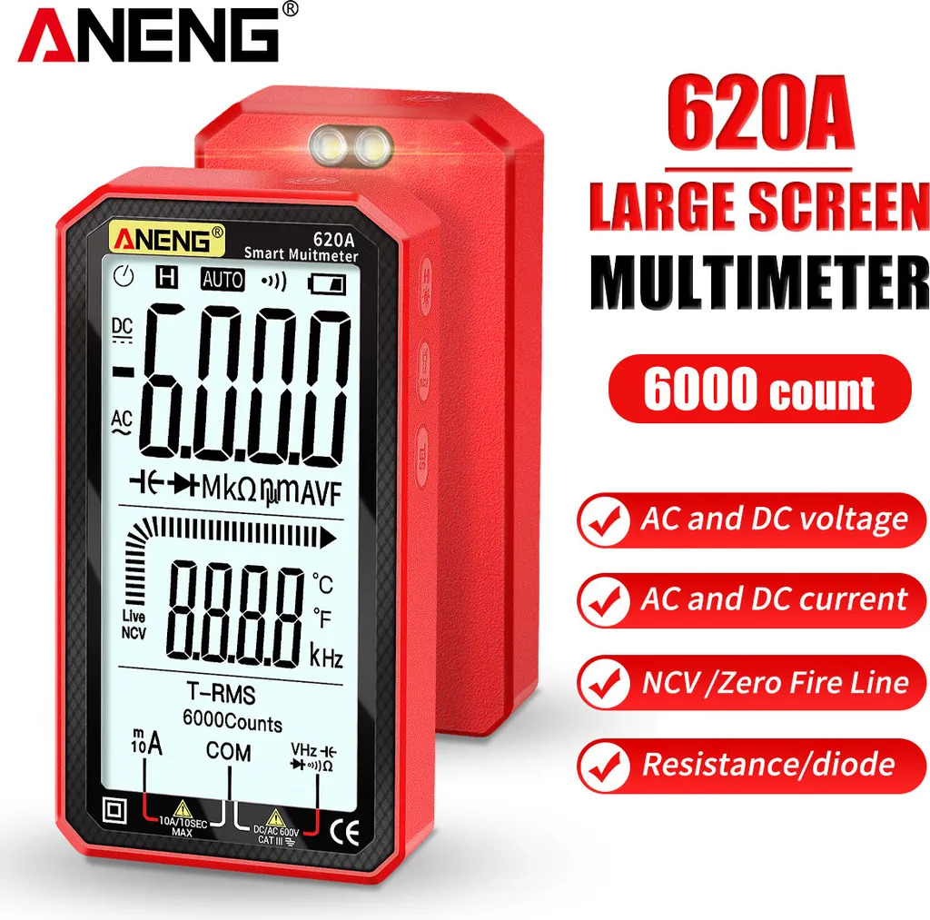 ANENG Multimètre Numérique AC/DC True-RMS Ultraportable avec Test NCV