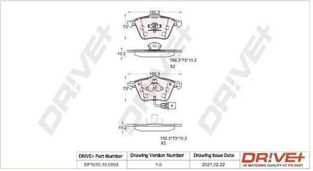 Plaquettes de frein avant Dr!ve+ DP1010.10.0893 pour Audi A4 et A6