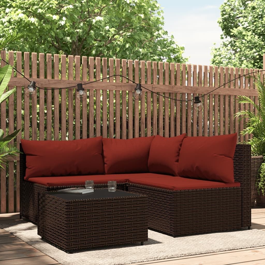Maison Exclusive - 4-tlg. Garten-Lounge-Set mit Kissen Braun Poly Rattan