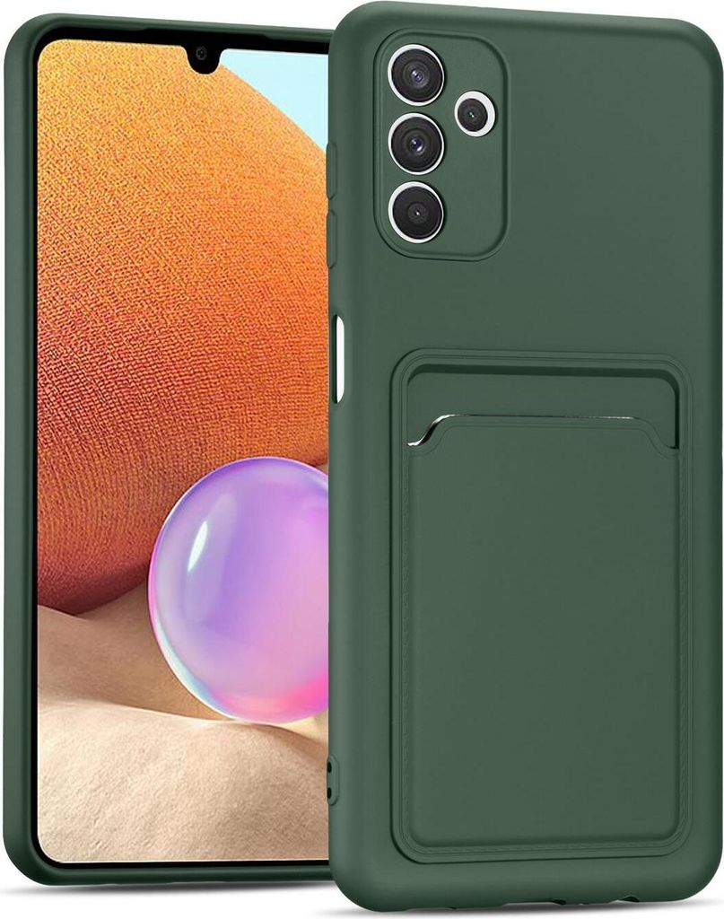 Conie Schutzhülle für Samsung Galaxy A13 5G / A04s mit Kartenfach Tasche Case Cover Bumper Silikon Hülle in Grün