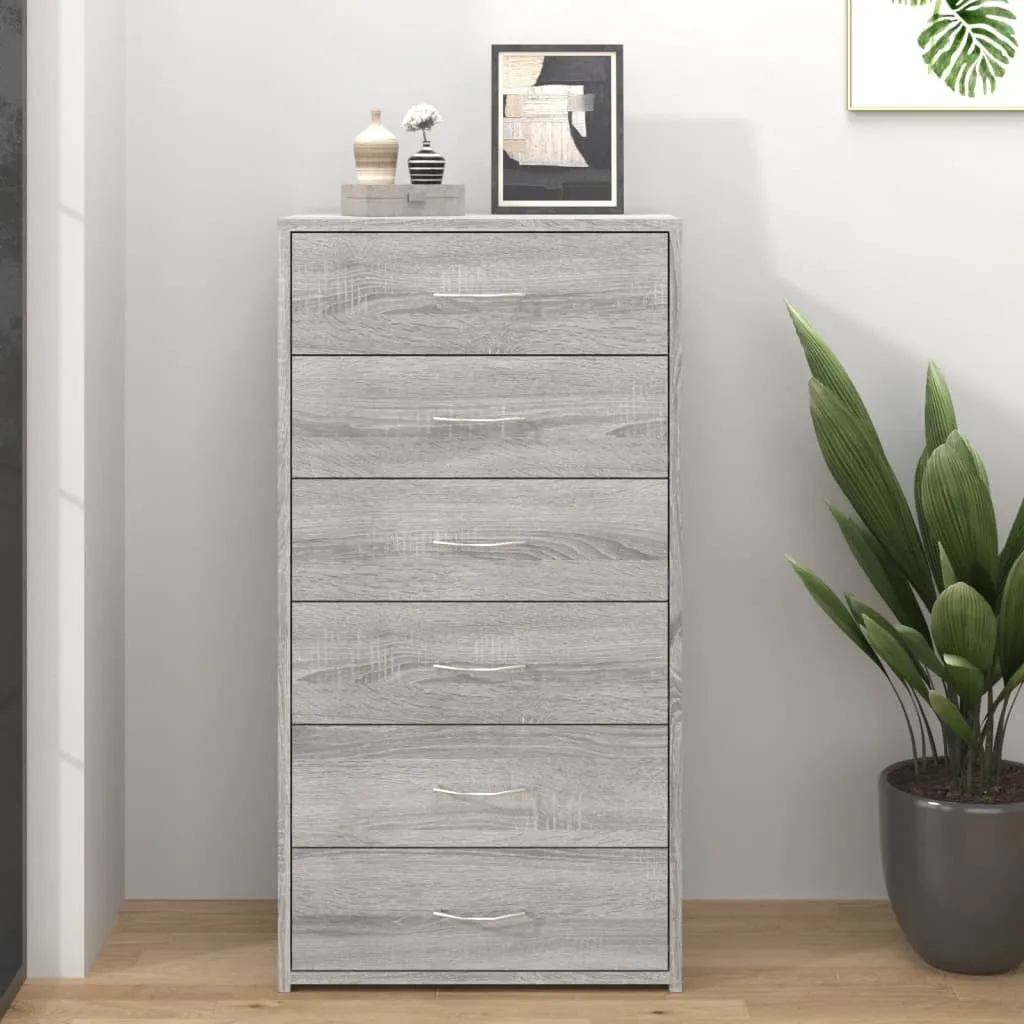 2025 cloris Vetrina con 6 cassetti Grigio Sonoma 50x34x96cm Materiale legno - Cassettiere Vendita4505419 1pacco