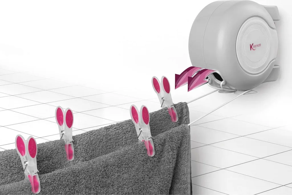 Double corde à linge 15m extensible - Support pivotant gain de place