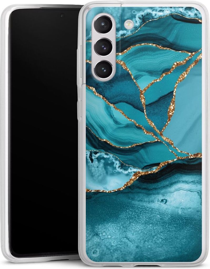 DeinDesign Slim Hülle für Samsung Galaxy S21 FE 5G Silikon Case Ultra Dünn Handyhülle Edelstein Glitzer Look Marmor