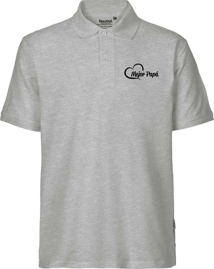Huuraa Herren Polo Shirt Mejor Papá Corazón 3XL Sport Grey Bio Baumwolle Fairtrade Poloshirt Geschenkidee