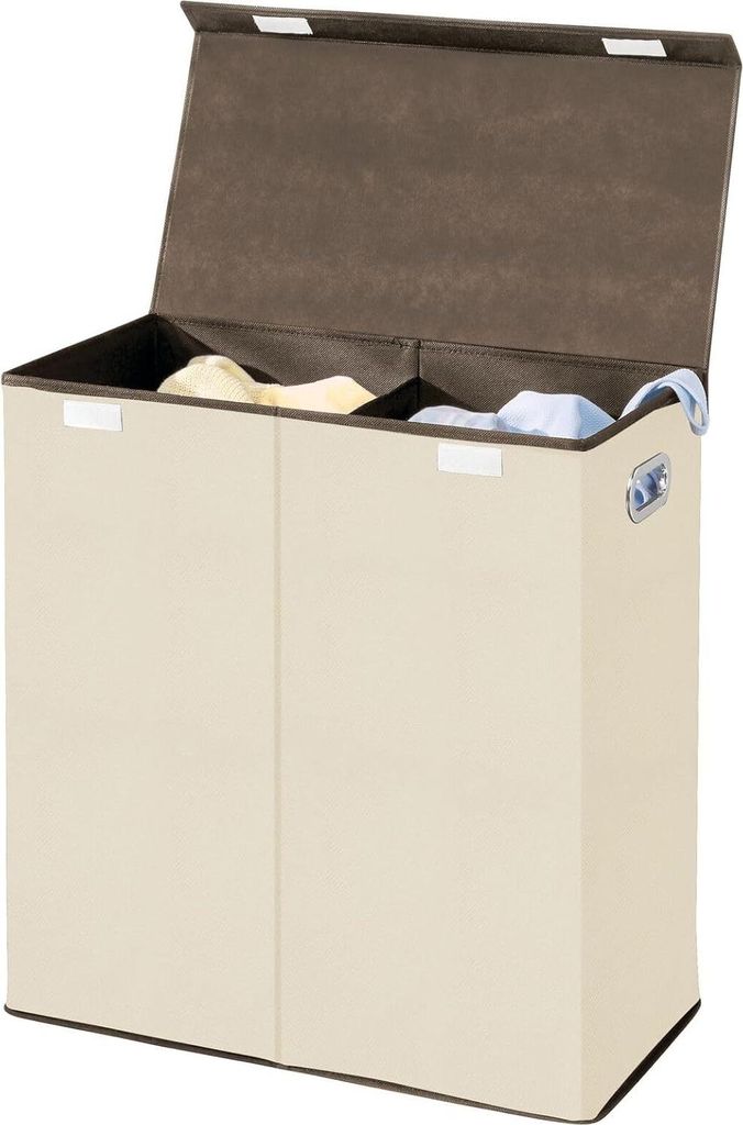 Wassorteerder - Wäschekorb - abnehmbarer Deckel - extra groß - crème/espresso
