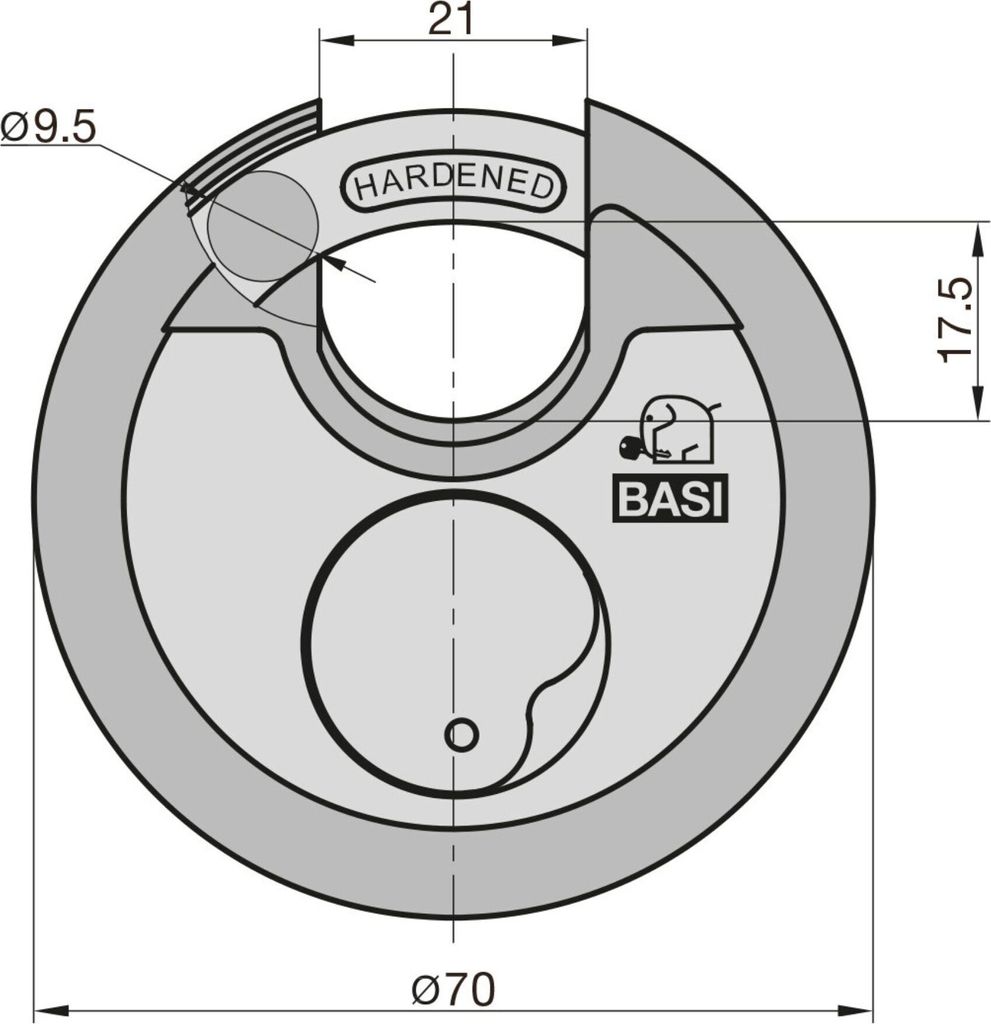 BASI - Rundbügel-Vorhangschloss - SET - 4x RVS 610W - 70 mm Produktbild 4