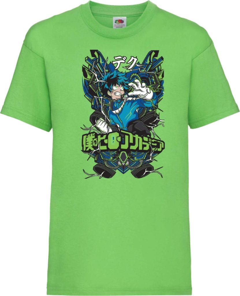 Kinder T-Shirt Japan Animation Manga Anime Comics My Hero Anime Academia Izuku Midoriya Var-001, 5-6 Jahr - 116 / Lime
