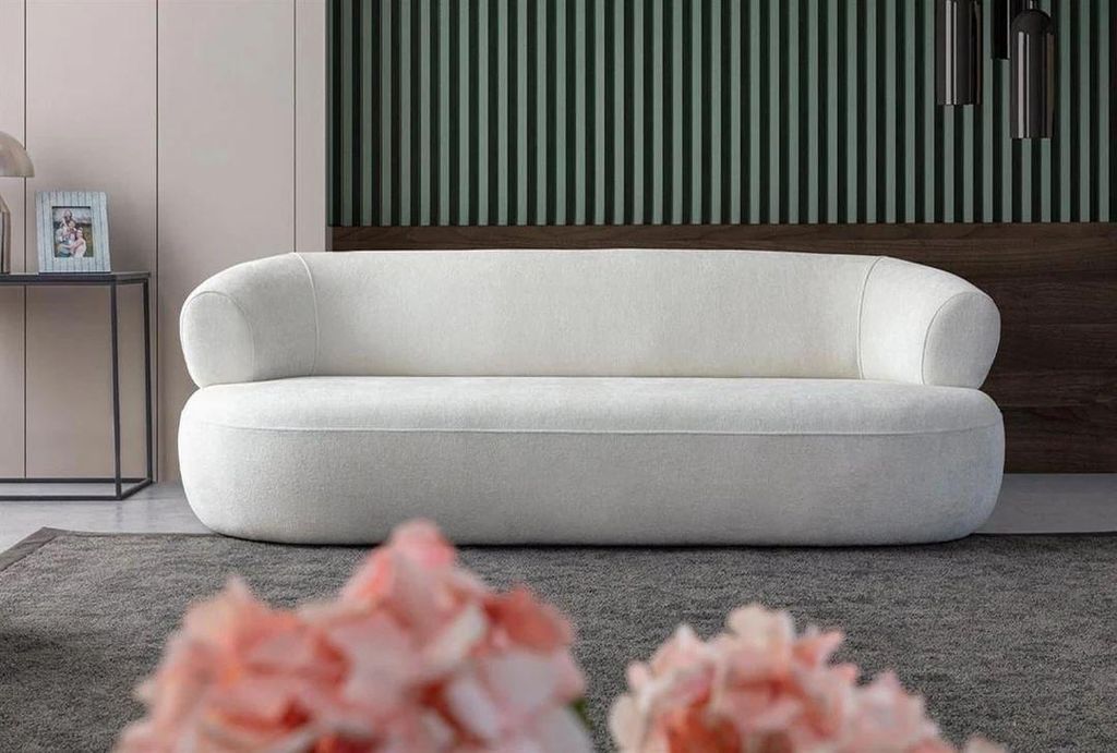 Hanah Home, Roma - White, 3-Sitzer-Sofa, Weiß, 100 % Polyester, 230 x 70 x 70 cm