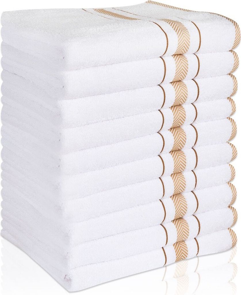 10 er SET WEISS BADETUCH 500g/m² 100% BAUMWOLLE 100x150