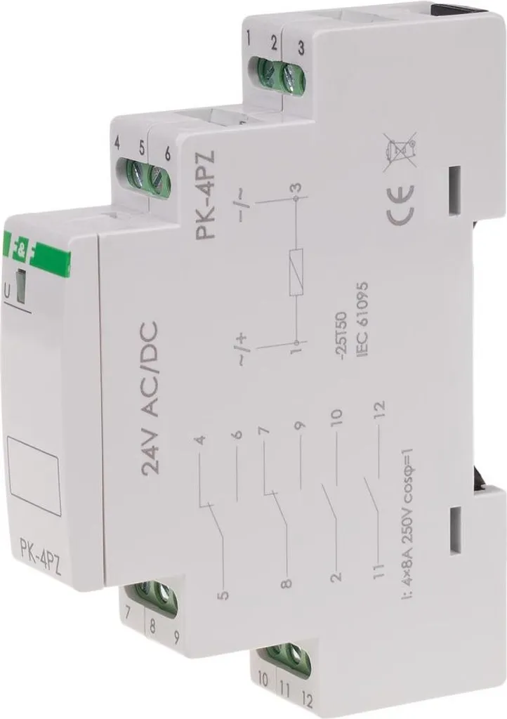Relais modulaire 24V AC/DC PK-4PZ commutable 2P 2Z 8A haute performance