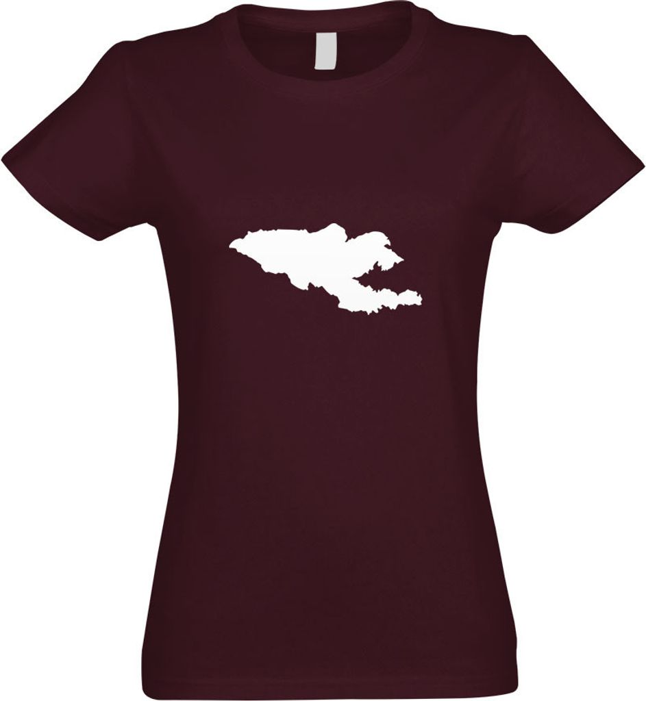 Kiwistar - T-Shirt tailliert - Damen - Burgund - Kirgisistan Umriss Kontur - mit Motiv Bedruckt - Funshirt Design - Sport - Freizeit - Damen - S