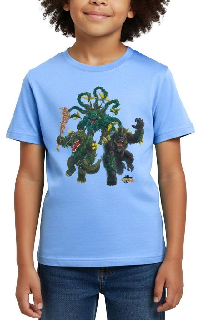 Spreadshirt Schleich ELDRADOR CREATURES Dschungel-Monster Kinder T-Shirt, 110/116 (5-6 Jahre), Himmelblau